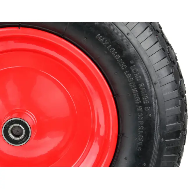 GEKO Rubberwiel - 100 kg draagkracht - Rode velg - Voor kruiwagens en karren