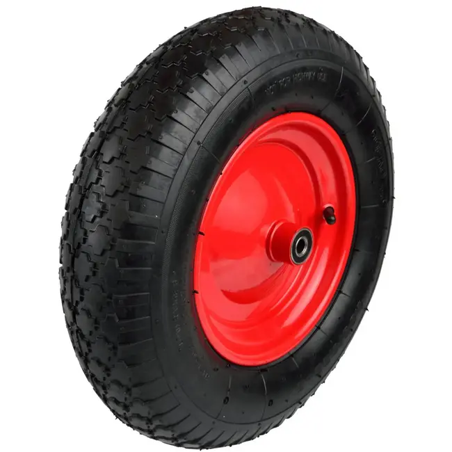 GEKO Rubberwiel - 100 kg draagkracht - Rode velg - Voor kruiwagens en karren