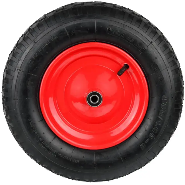 GEKO Rubberwiel - 100 kg draagkracht - Rode velg - Voor kruiwagens en karren