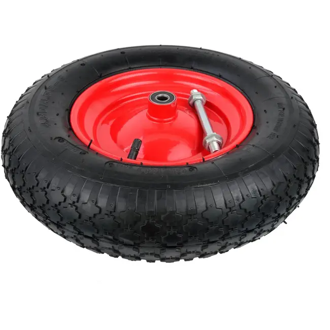 GEKO Rubberwiel - 100 kg draagkracht - Rode velg - Voor kruiwagens en karren