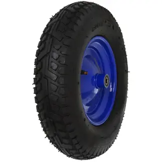 GEKO Blauw wiel - 140 kg draagkracht - 6-laags - Inclusief as - Voor kruiwagens en karren