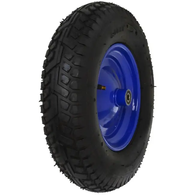 GEKO Blauw wiel - 140 kg draagkracht - 6-laags - Inclusief as - Voor kruiwagens en karren