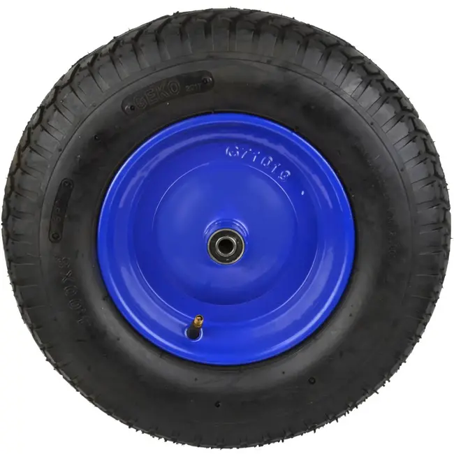 GEKO Blauw wiel - 140 kg draagkracht - 6-laags - Inclusief as - Voor kruiwagens en karren