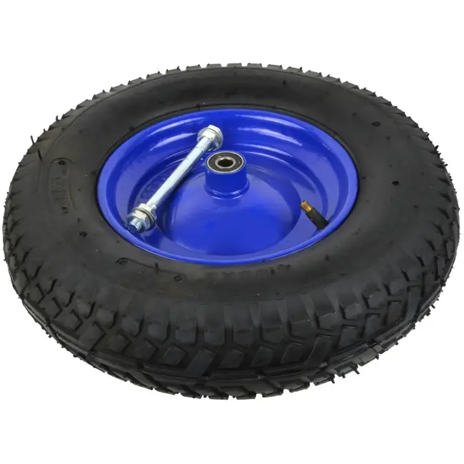 GEKO Blauw wiel - 140 kg draagkracht - 6-laags - Inclusief as - Voor kruiwagens en karren