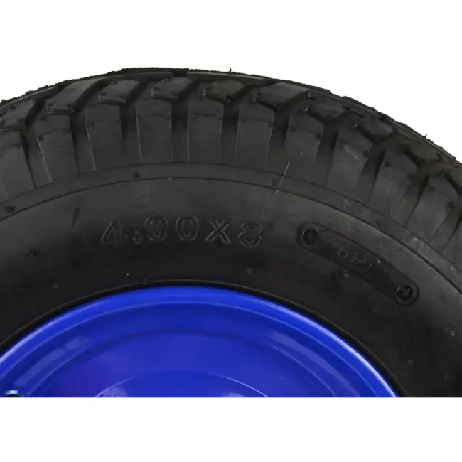 GEKO Blauw wiel - 140 kg draagkracht - 6-laags - Inclusief as - Voor kruiwagens en karren