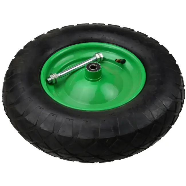 GEKO Rubberwiel - 4.00-8 - Groene Velg - 4 Lagen - Voor Kruiwagens