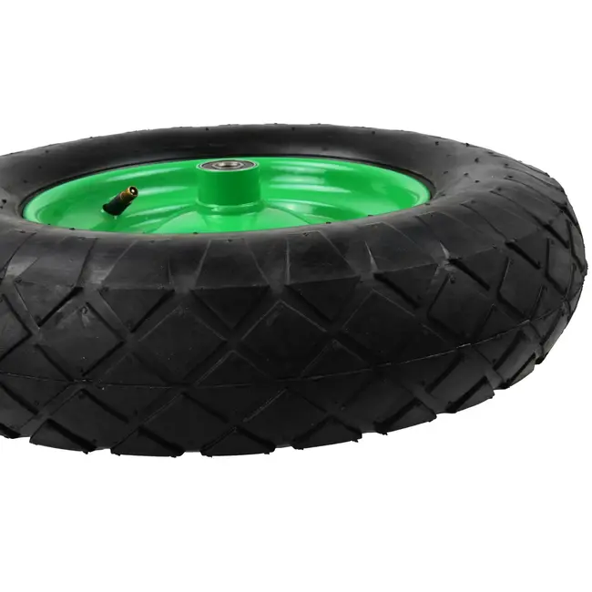 GEKO Rubberwiel - 4.00-8 - Groene Velg - 4 Lagen - Voor Kruiwagens