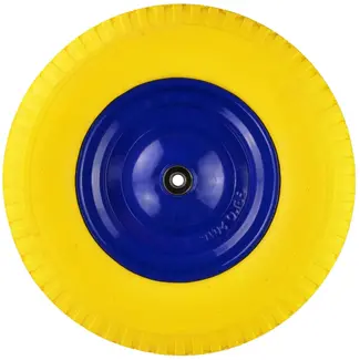 GEKO Trolleywiel - Massief PU - Versterkte Stalen Velg - 390 mm - Inclusief As