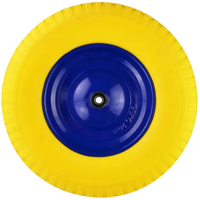 GEKO Trolleywiel - Massief PU - Versterkte Stalen Velg - 390 mm - Inclusief As