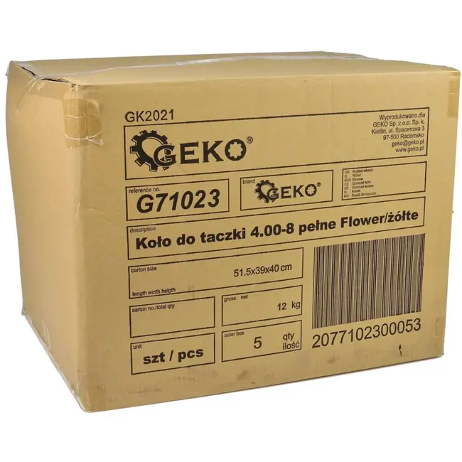 GEKO Trolleywiel - Massief PU - Versterkte Stalen Velg - 390 mm - Inclusief As