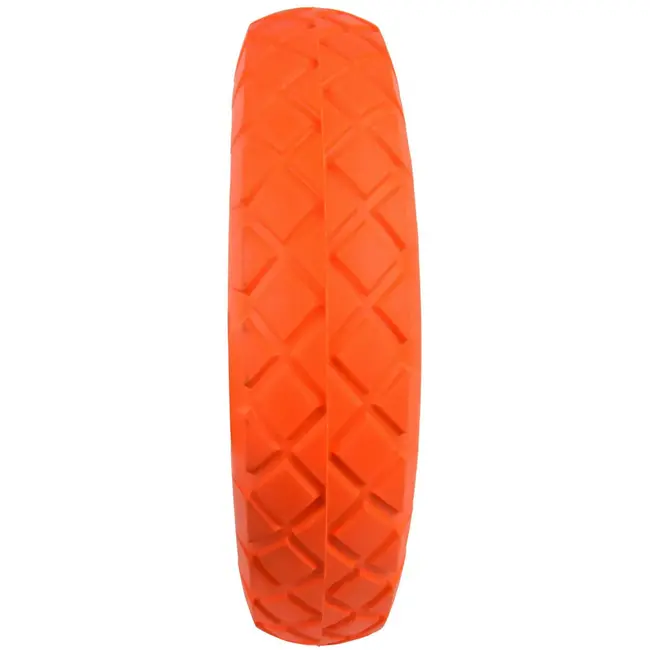 GEKO Oranje PU wiel - 4.00-8 - Blauw velg - 100 kg draagvermogen - Massief en duurzaam