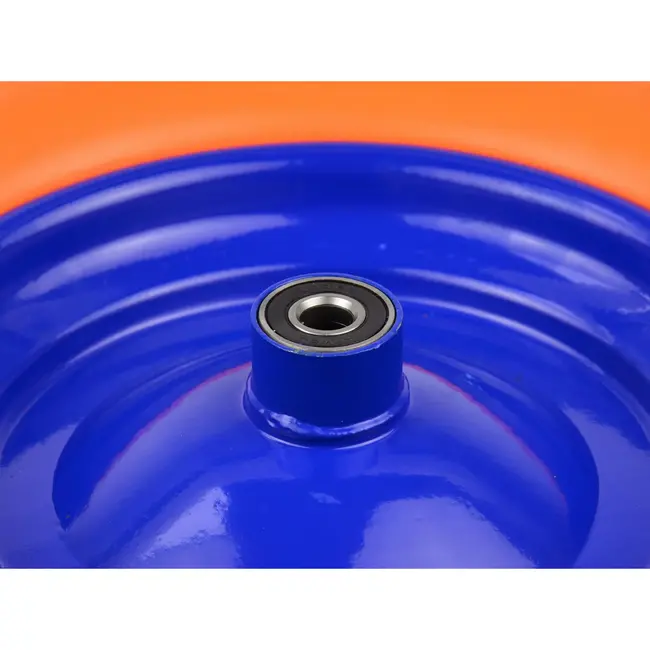 GEKO Oranje PU wiel - 4.00-8 - Blauw velg - 100 kg draagvermogen - Massief en duurzaam