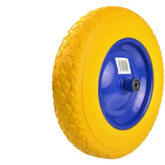 GEKO Trolleywiel - Massief PU - Geel - 370 mm - Dubbele kogellagers