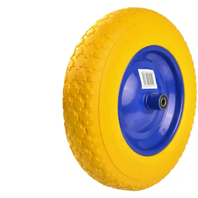 GEKO Trolleywiel - Massief PU - Geel - 370 mm - Dubbele kogellagers