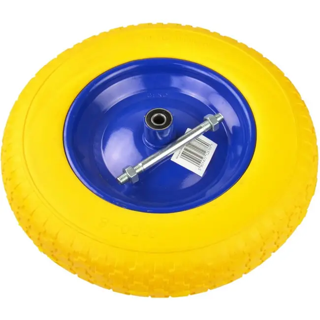 GEKO Trolleywiel - Massief PU - Geel - 370 mm - Dubbele kogellagers