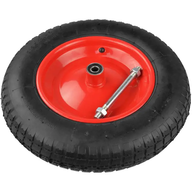 GEKO Rubberwiel voor kruiwagen - 3.25-8 - Duurzaam staal - Max. belasting 90 kg - Inclusief as