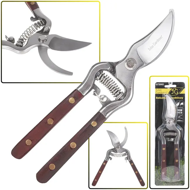 GEKO Bypass snoeischaar - Houten handvat - 200 mm - HCS staal - Precieze snede