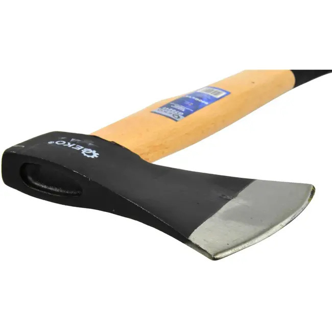 GEKO Bijl met houten handvat - antislip grip - hoogwaardig koolstofstaal - 800g - 38 cm
