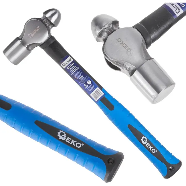 GEKO Ball pein hamer - 450g - antislip rubberen grip - glasvezel steel
