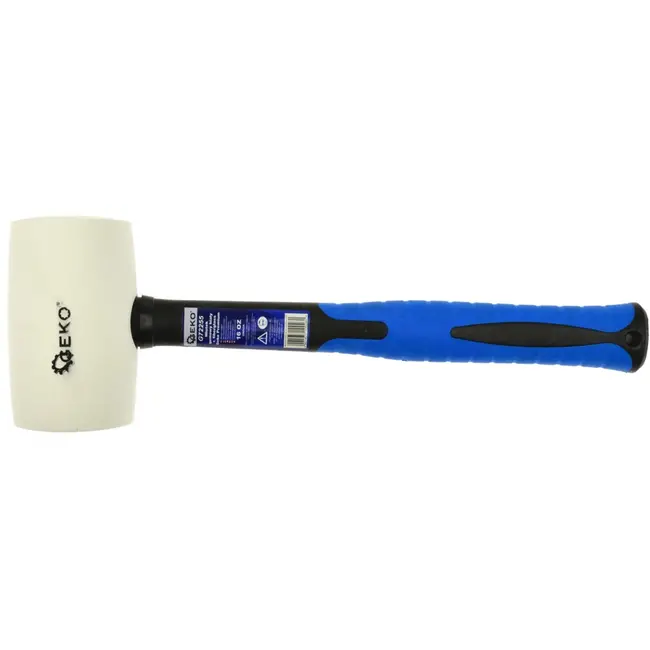 GEKO Rubberen hamer - wit - glasvezel handvat - antislip grip - 450g