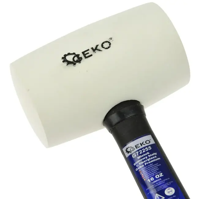 GEKO Rubberen hamer - wit - glasvezel handvat - antislip grip - 450g