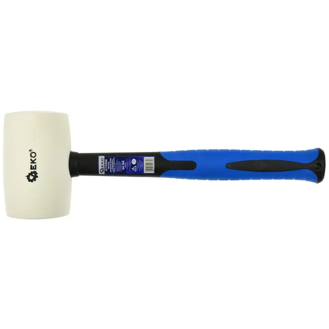 GEKO Rubberen hamer - wit - glasvezel handvat - 680g - antislip grip