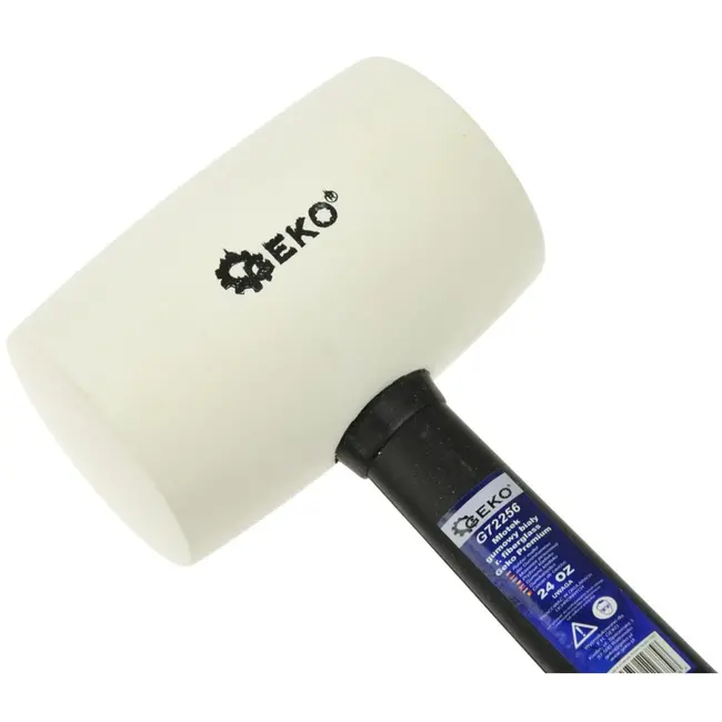 GEKO Rubberen hamer - wit - glasvezel handvat - 680g - antislip grip