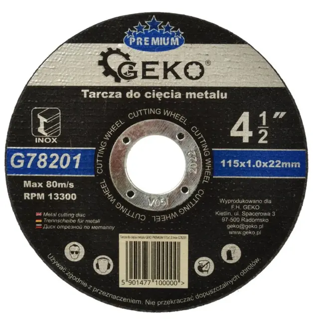 GEKO Metaalschijf - Corundum - Glasvezelversterkt - 115 mm - 1 mm dikte - 10 stuks