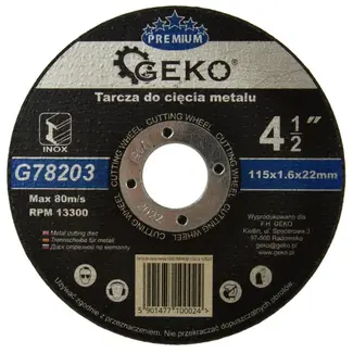 GEKO Metaalschijf - Corundum - Versterkt met glasvezel - 115 mm - 1,6 mm dikte - 10 stuks
