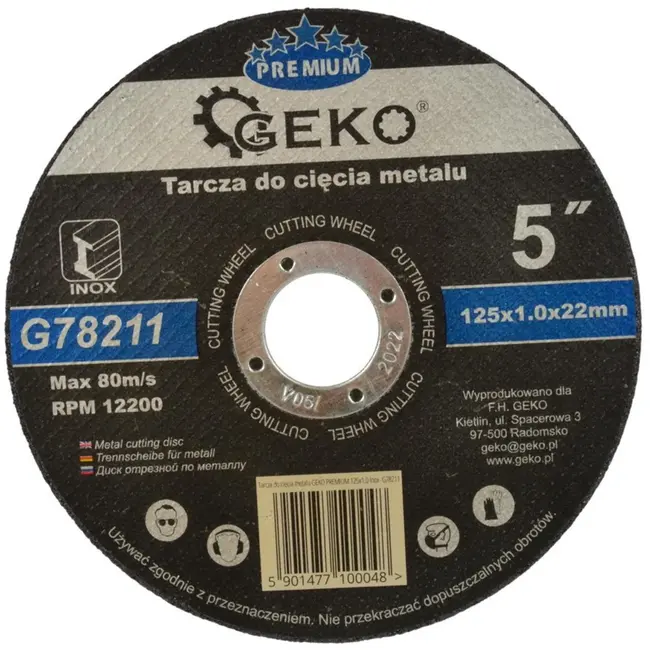 GEKO Metaalschijf - Corundum - Versterkt - 125 mm - 1 mm dikte - 10 stuks