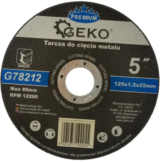 GEKO Metaalschijf - Corundum - Versterkt met glasvezel - 125 mm - 1,2 mm dikte - 10 stuks