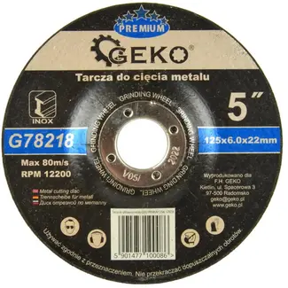 GEKO Metaalslijpschijf - Corundum - Versterkt - 125 mm - 6 mm dik - 5 stuks