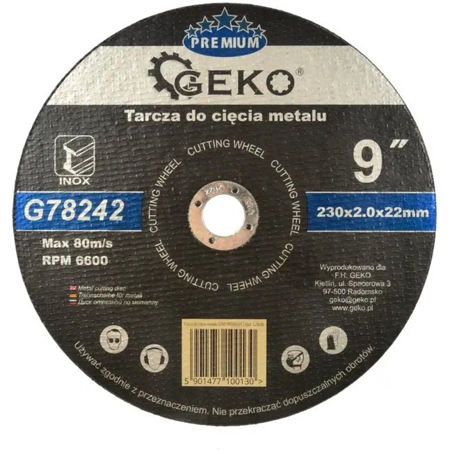 GEKO Metaalschijf - Corundum - Glasvezelversterkt - 230 mm - 2 mm dikte - 5 stuks