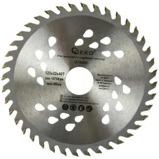 GEKO Cirkelzaagblad - 125 mm - 40 Tanden - Koelgaten - TCT