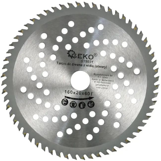 GEKO Cirkelzaagblad - 160 mm - 60T - Koelgaten - Houtbewerking