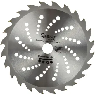 GEKO Cirkelzaagblad - Houtbewerking - TCT - Koelgaten - 180 mm - 24T
