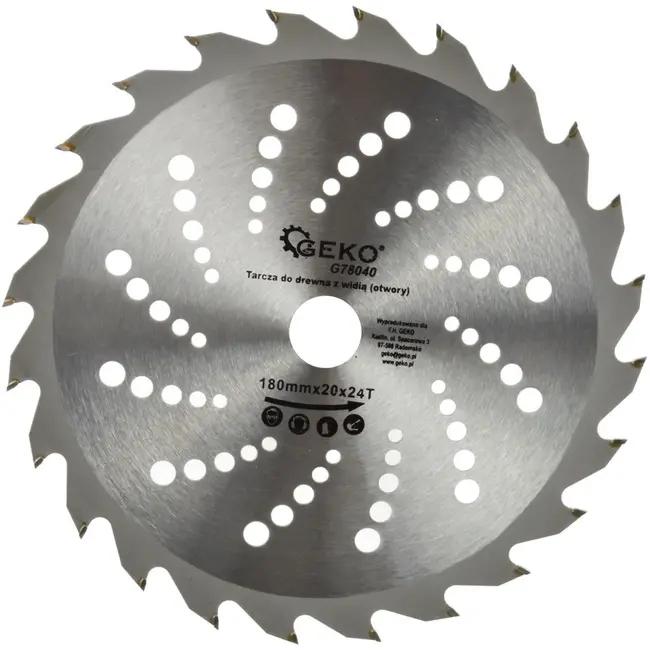 GEKO Cirkelzaagblad - Houtbewerking - TCT - Koelgaten - 180 mm - 24T