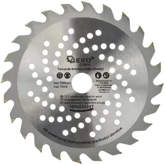 GEKO Cirkelzaagblad - TCT - 180 mm - 24T - Koelgaten