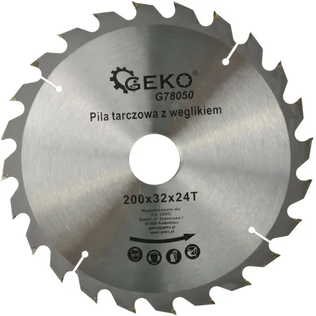 GEKO Cirkelzaagblad - 200 mm - Koelgaten - 24T - TCT