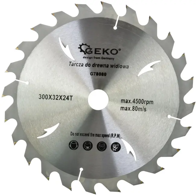 GEKO Cirkelzaagblad - 300 mm - 24T - Koelgaten - TCT-tanden