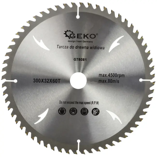 GEKO Cirkelzaagblad - 300 mm - 60T - Koelgaten - TCT-tanden