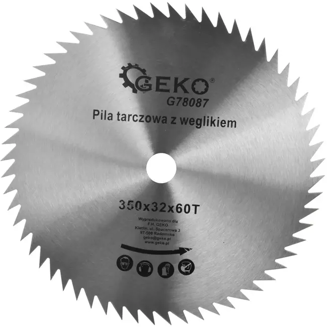 GEKO Cirkelzaagblad - 350 mm - 60T - Koelgaten - TCT