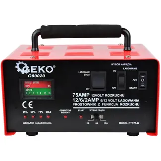 GEKO Acculader - 75A - 6/12V - Ergonomisch - Snel en Trickle Charge
