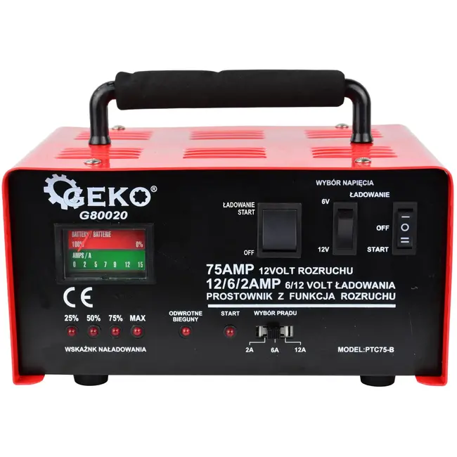 GEKO Acculader - 75A - 6/12V - Ergonomisch - Snel en Trickle Charge