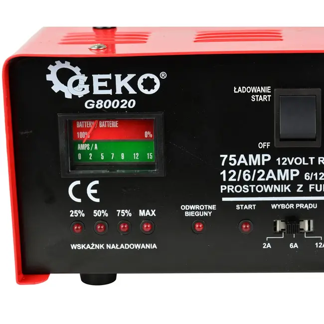 GEKO Acculader - 75A - 6/12V - Ergonomisch - Snel en Trickle Charge