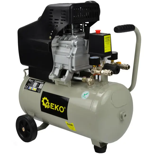 GEKO Oliegesmeerde luchtcompressor - 24L - 8 bar - 210 L/min - Staal - Horizontaal ontwerp