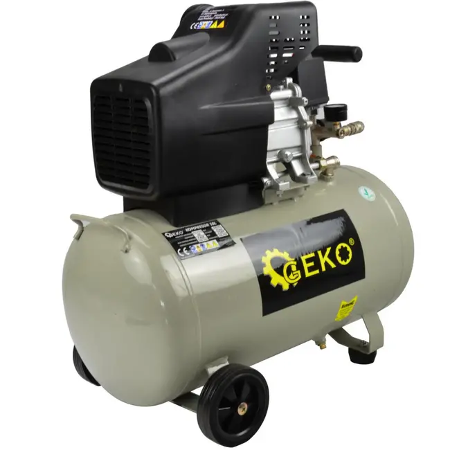 GEKO 50L luchtcompressor - oliegesmeerd - 8 bar - 210 L/min - horizontaal ontwerp