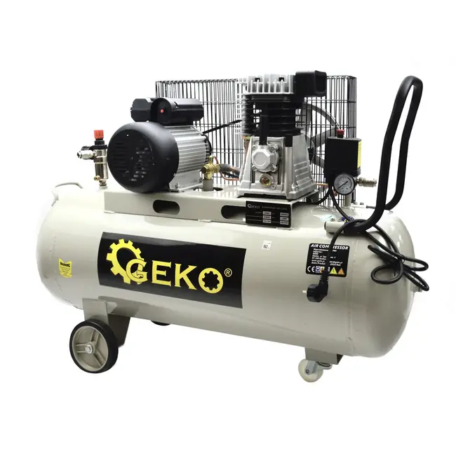 GEKO 100L luchtcompressor - oliegesmeerd - 8 bar - 390 L/min - horizontaal ontwerp