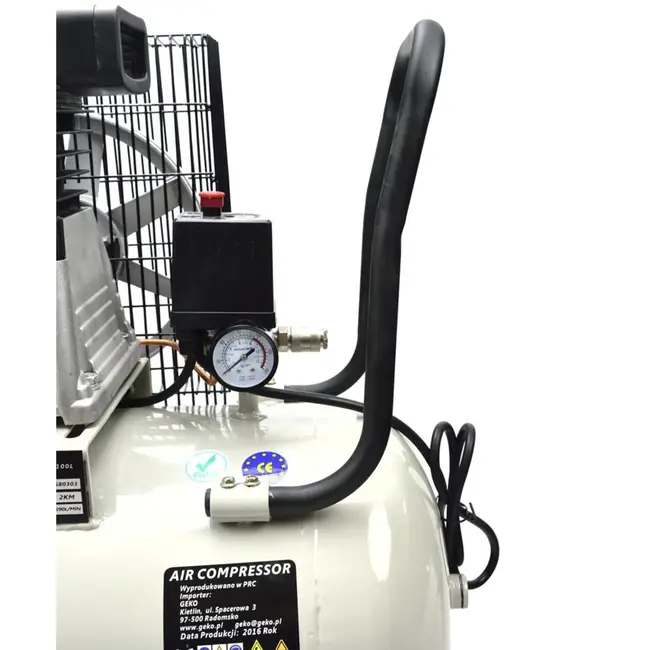 GEKO 100L luchtcompressor - oliegesmeerd - 8 bar - 390 L/min - horizontaal ontwerp