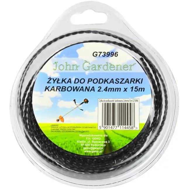 GEKO Nylon maaidraad - 2,4 mm dik - 15 m - zwart - Hoge slijtvastheid